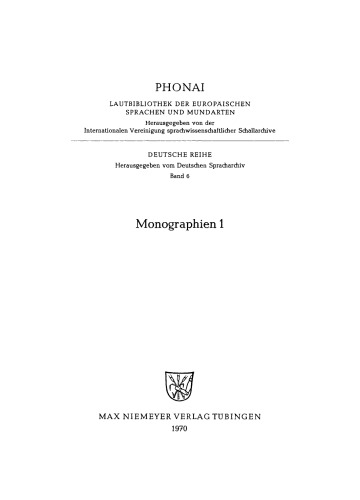 Monographien: 1 Riesenbeck, Kr[eis] Tecklenburg. Gleuel, Kr[eis] Köln. Kriva Bara, Banat. Barossatal, Südaustralien