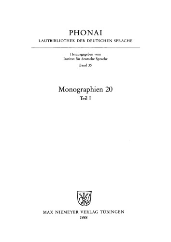 Monographien. 35/36 Zur Umgangssprache im Raum Heidelberg-Kaiserslautern- Worms: Band I: Ergebnisse – Phonemik/Morphemik. Band II: Texte aus Heidelberg, Kaiserslautern, Worms