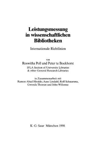 Leistungsmessung in wissenschaftlichen Bibliotheken: Internationale Richtlinien