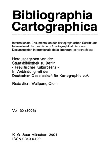 Bibliographia Cartographica: Vol. 30 2003
