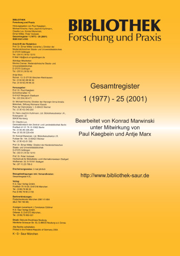 Bibliothek - Forschung und Praxis: 25-Jahres-Register