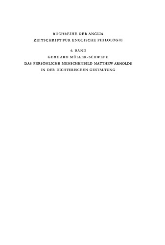 Das persönliche Menschenbild Matthew Arnolds in der dichterischen Gestaltung