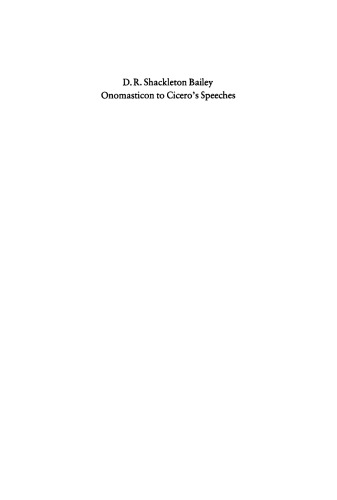Onomasticon to Cicero's Speeches