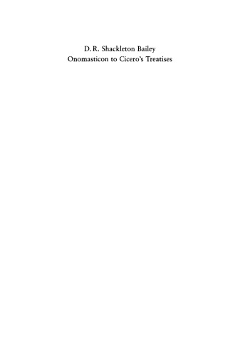 Onomasticon to Cicero's Treatises