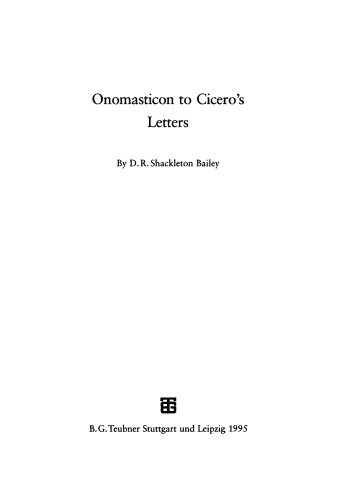 Onomasticon to Cicero's Letters