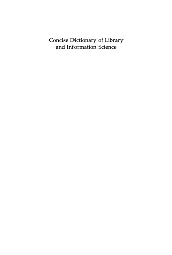 Concise Dictionary of Library and Information Science