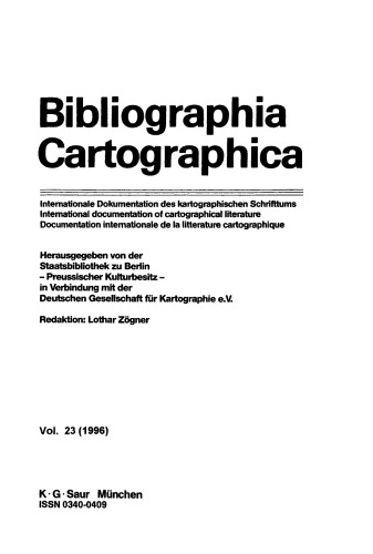 Bibliographia Cartographica: Vol. 23 1996