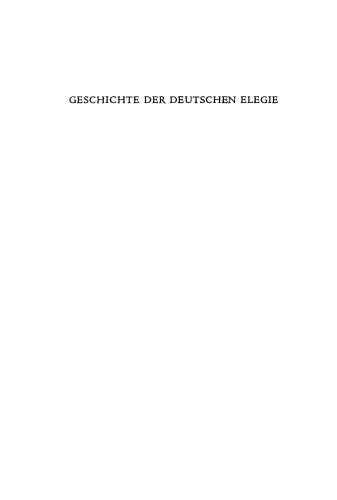 Geschichte der deutschen Elegie