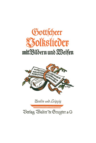 Gottscheer Volkslieder mit Bildern und Weisen