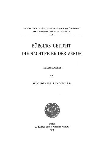 Bürgers Gedicht: Die Nachtfeier der Venus