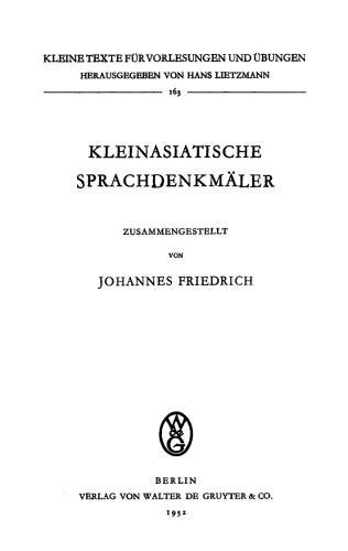 Kleinasiatische Sprachdenkmäler