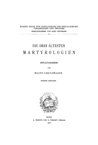 Die drei ältesten Martyrologien