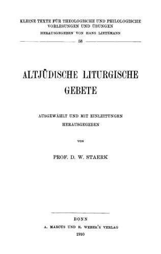 Altjüdische liturgische Gebete