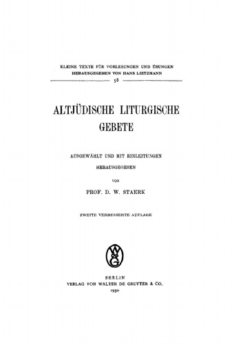 Altjüdische liturgische Gebete