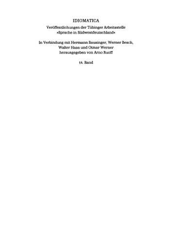 Die Präpositionen in gesprochener Sprache: Vorkommen und Funktion untersucht an Tonbandaufnahmen aus Baden-Württemberg, Bayrisch-Schwaben und Vorarlberg