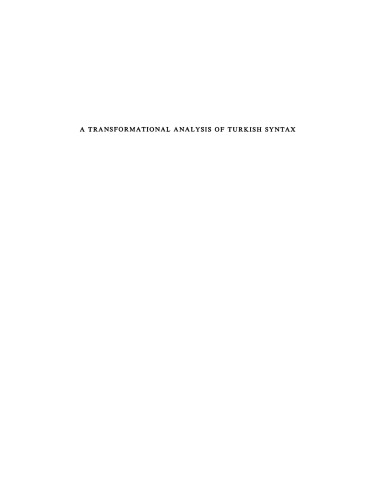 A transformational analysis of Turkish syntax