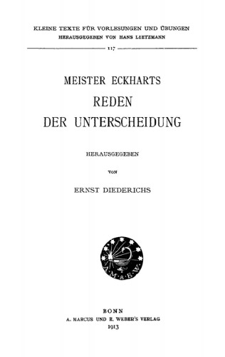 Meister Eckharts Reden der Unterscheidung
