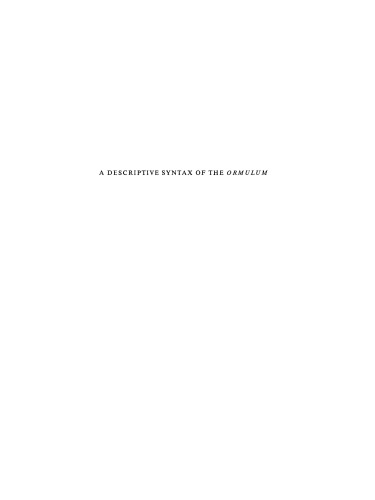 A descriptive syntax of the Ormulum
