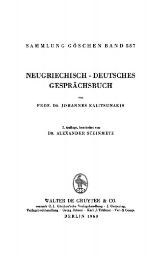 Neugriechisch-Deutsches Gesprächsbuch