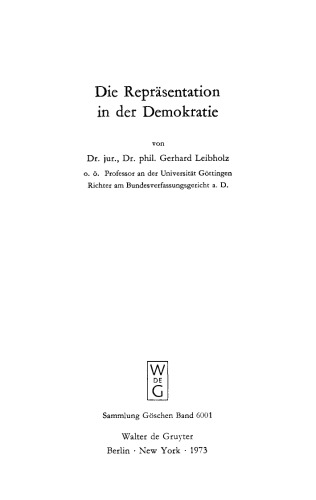Die Repräsentation in der Demokratie