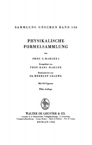 Physikalische Formelsammlung