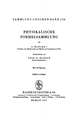 Physikalische Formelsammlung