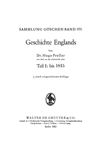 Geschichte Englands: Teil 1 Bis 1815
