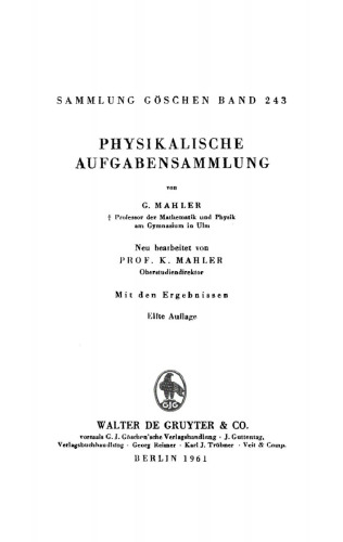 Physikalische Aufgabensammlung