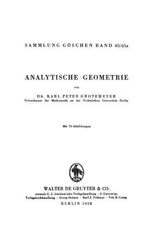 Analytische Geometrie