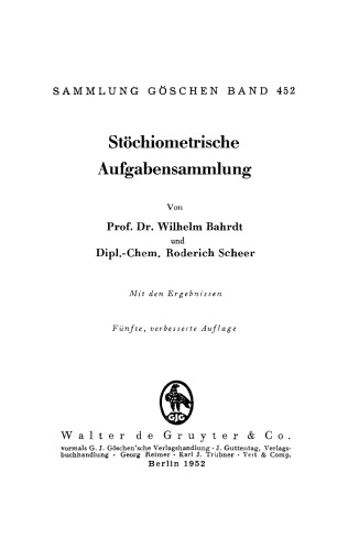 Stöchiometrische Aufgabensammlung: Mit den Ergebnissen