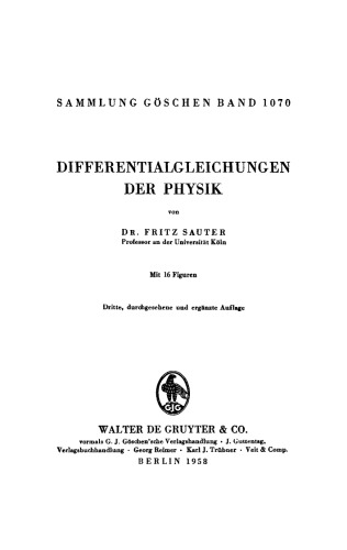 Differentialgleichungen der Physik