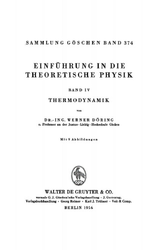 Einführung in die theoretische Physik: Band 4 Thermodynamik