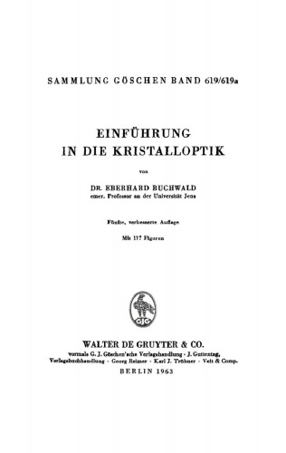 Einführung in die Kristalloptik