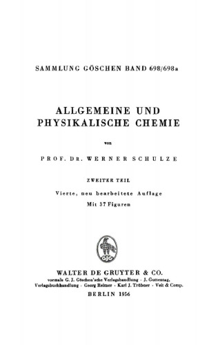 Allgemeine und physikalische Chemie: Teil 2
