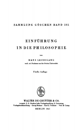 Einführung in die Philosophie