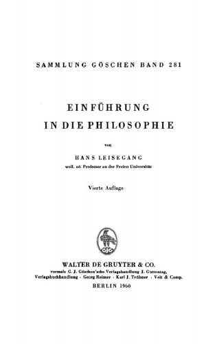 Einführung in die Philosophie