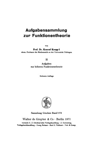 Aufgabensammlung zur Funktionentheorie: Band 2 Aufgaben zur höheren Funktionentheorie