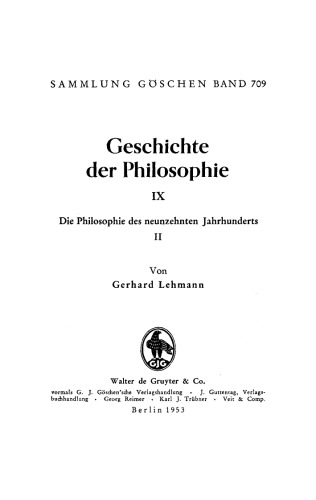 Geschichte der Philosophie: IX Die Philosophie des 19. Jahrhunderts, II.