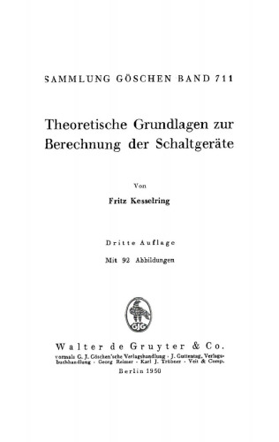 Theoretische Grundlagen zur Berechnung der Schaltgeräte