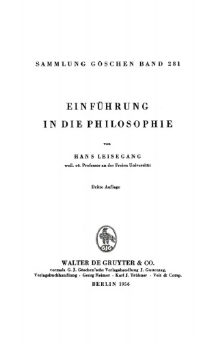 Einführung in die Philosophie