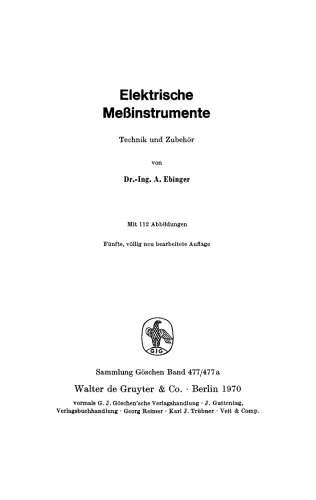 Elektrische Meßinstrumente: Technik und Zubehör