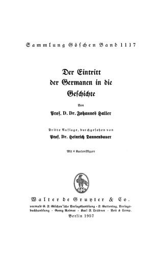 Der Eintritt der Germanen in die Geschichte