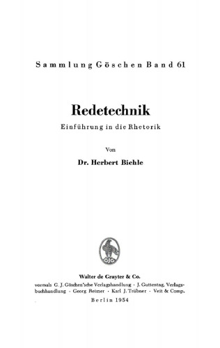 Redetechnik: Einführung in die Rhetorik