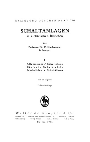 Schaltanlagen in elektrischen Betrieben. Teil 1 Allgemeines. Schaltpläne: Einfache Schalttafeln. Schaltsäulen. Schaltkästen