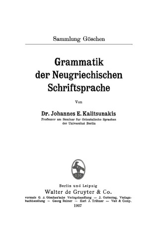 Grammatik der neugriechischen Schriftsprache