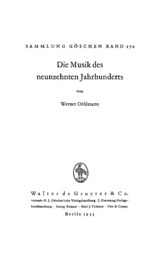 Die Musik des neunzehnten Jahrhunderts