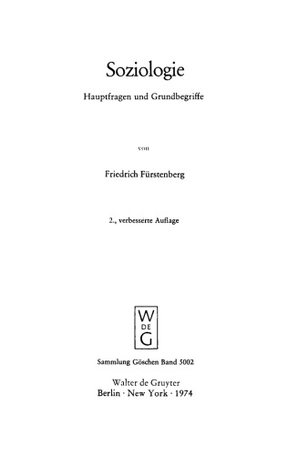 Soziologie: Hauptfragen und Grundbegriffe