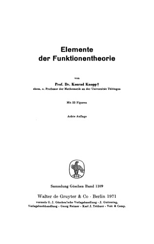 Elemente der Funktionentheorie