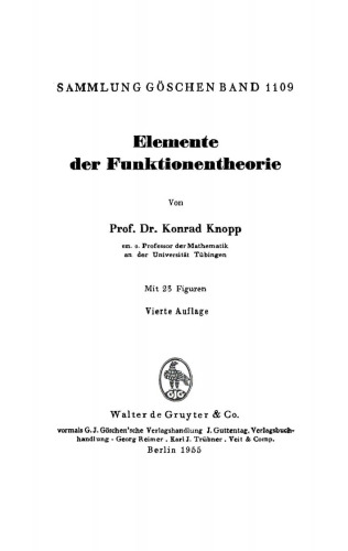 Elemente der Funktionentheorie