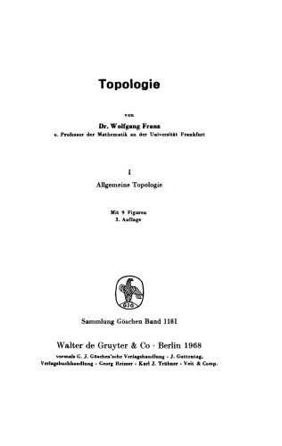 Topologie: Band 1 Allgemeine Topologie